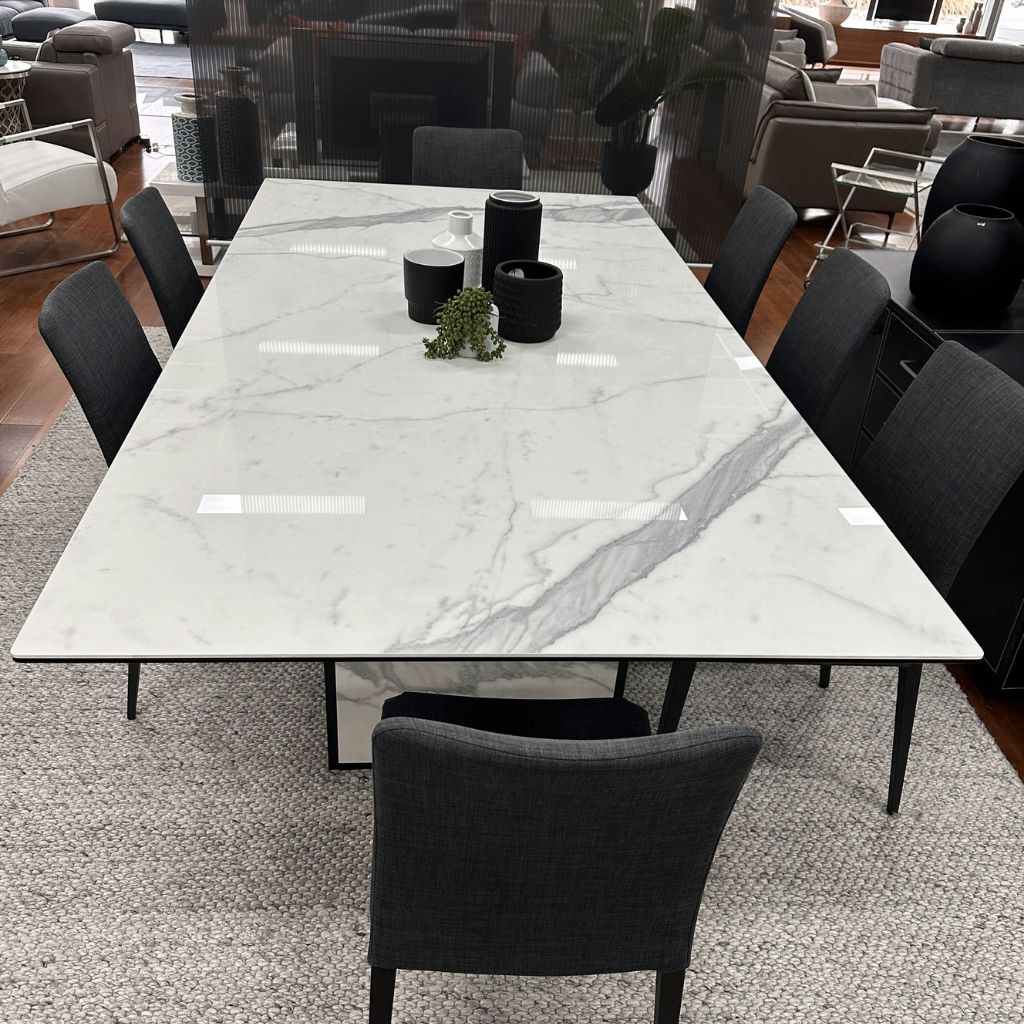 Montreal Dining Table with Venato Porcelain Top Clearance