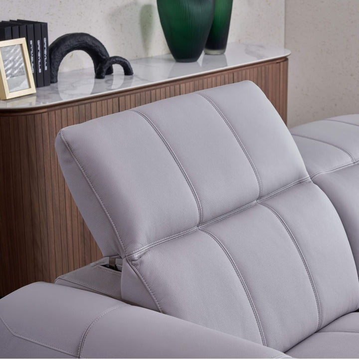 Bailey Recliner Back Detailing Grey Leather
