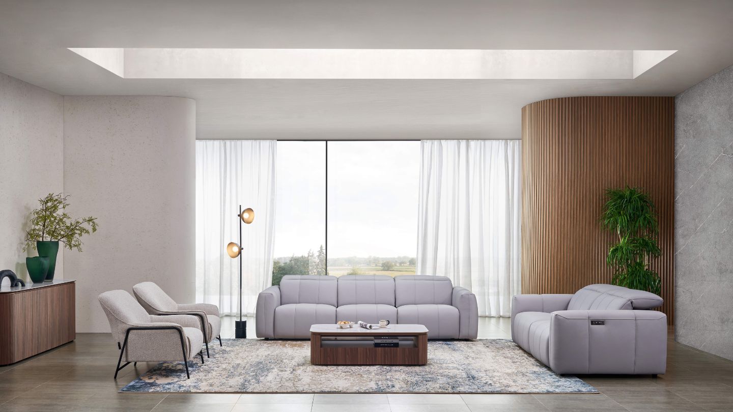 Bailey Recliner Sofa in Grey Leather