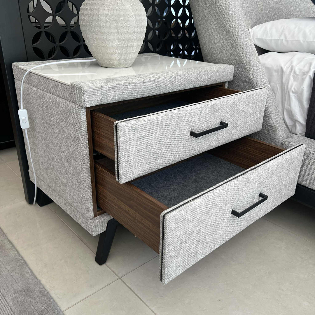 Arizona King Bed Set (G57 Bedside Tables (60cm) Marco Rug & Infinity X Mattress) Clearance