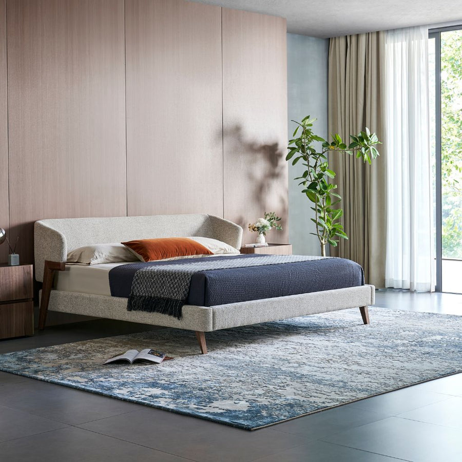 Amalfi Bed in walnut timber and FC-MILAN-120 fabric