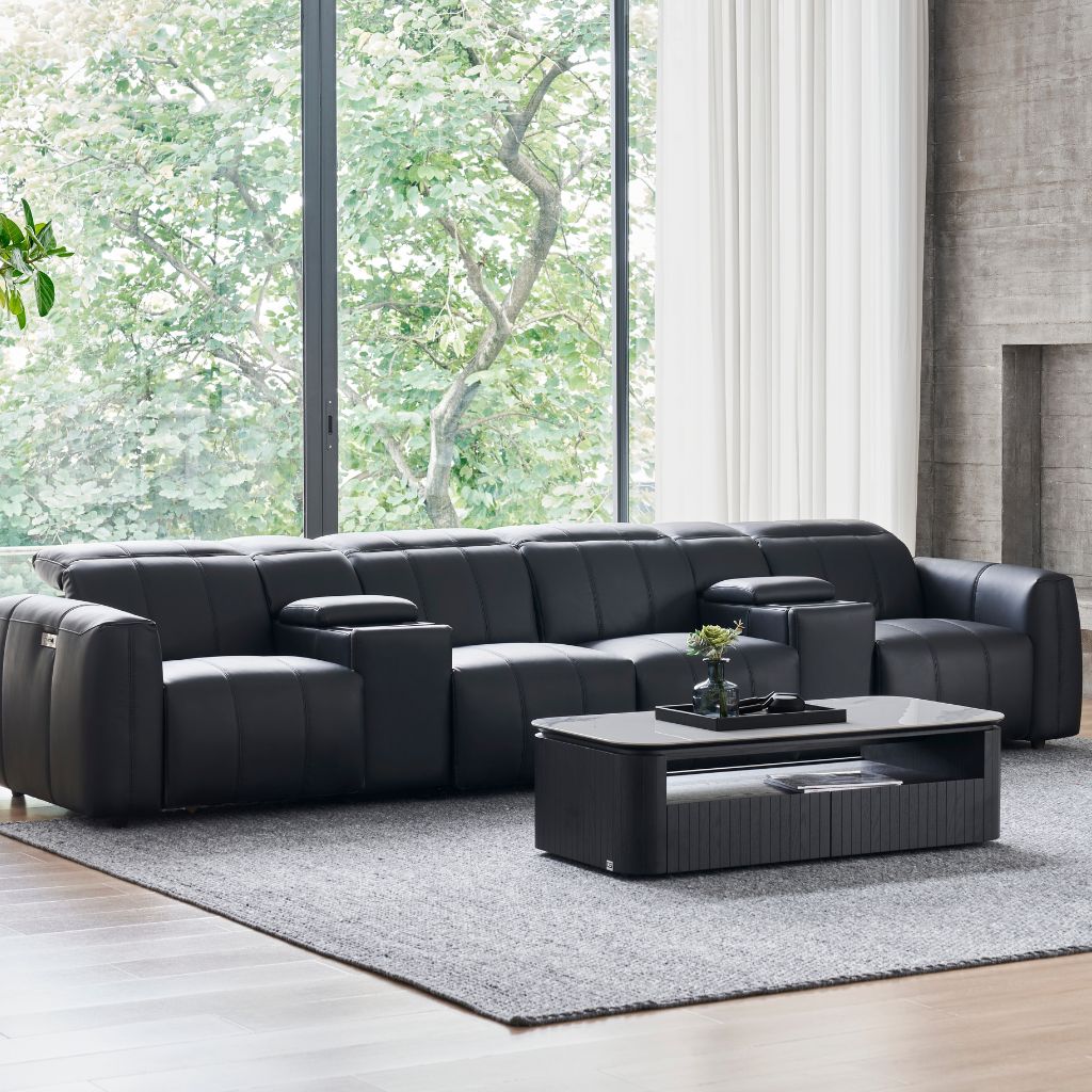 Bailey Home Theatre Sofa shown reclined for movie night