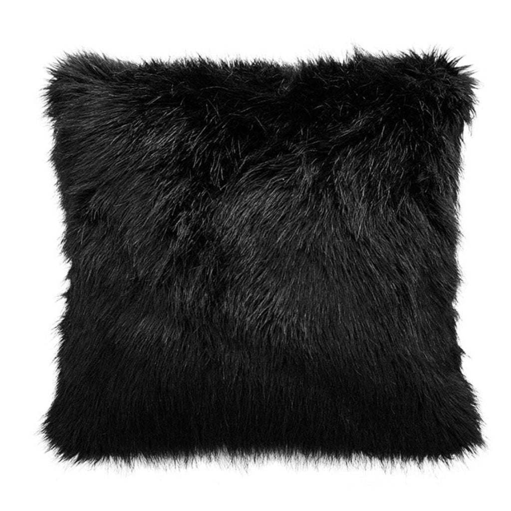 Black Fox Faux Fur Cushion