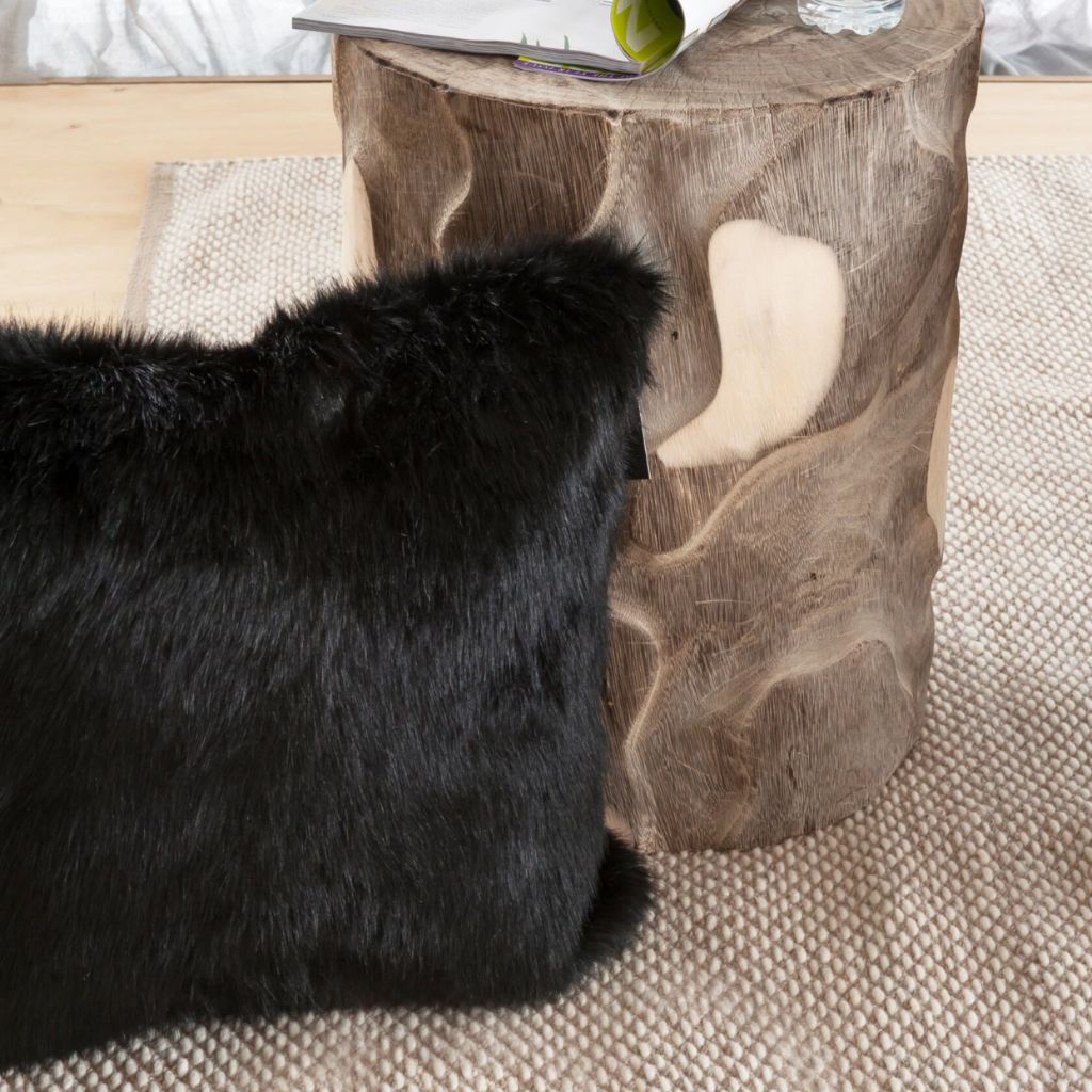 Black Fox Faux Fur Cushion