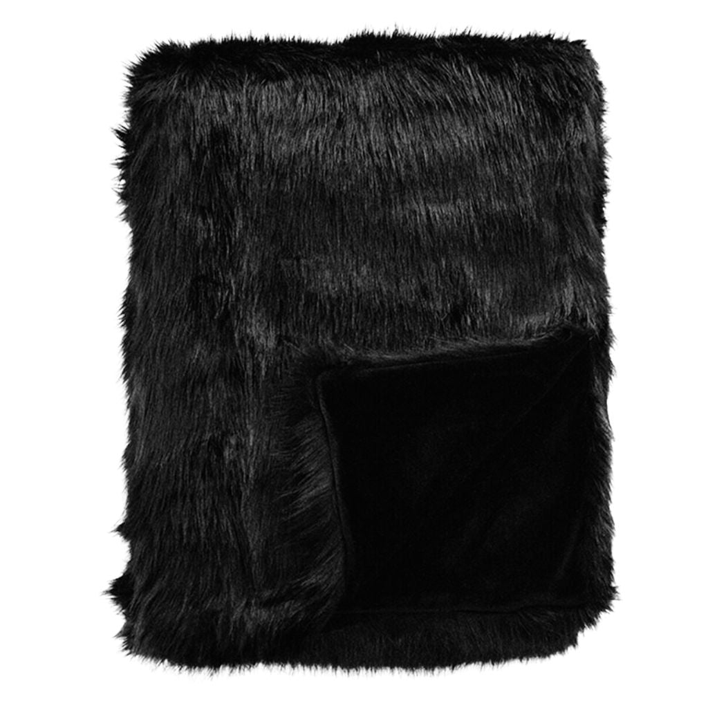 Black Fox Faux Fur Throw