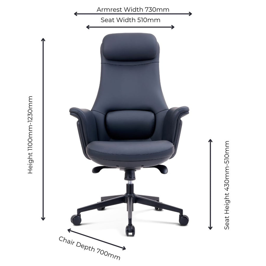 Executive Elite Office Chair scale diagram