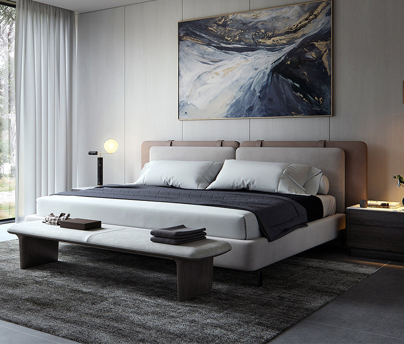 GC2220 Modern Leather&Fabric Upholstered Bed