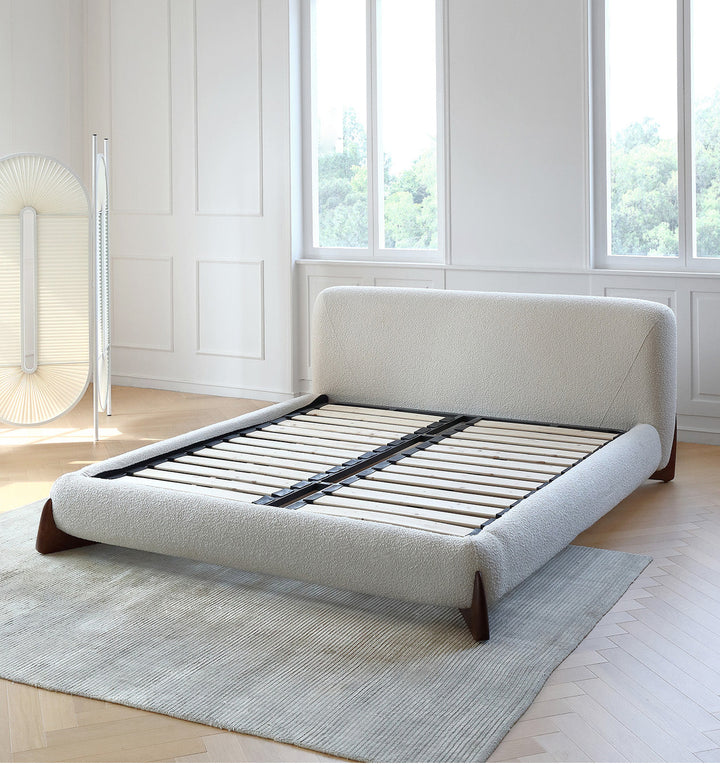 GC2233 New Hot Sell Lambswool Upholstered Bed With Wood Legs