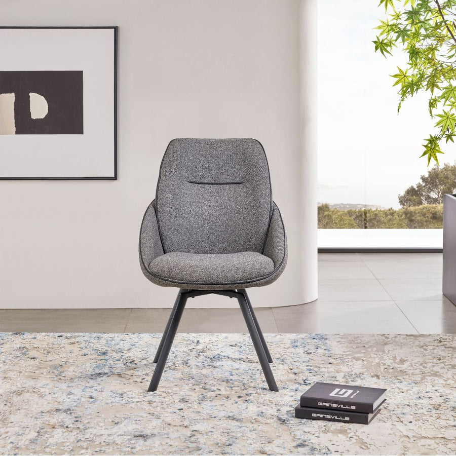 Henry Swivel Dining Chair shown in FE-DENMARK-456 with FD-BACH-99 eco leather trim
