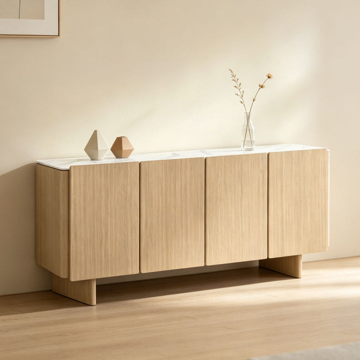 Iris Buffet in Boston Oak with a Bianco ceramic stone top