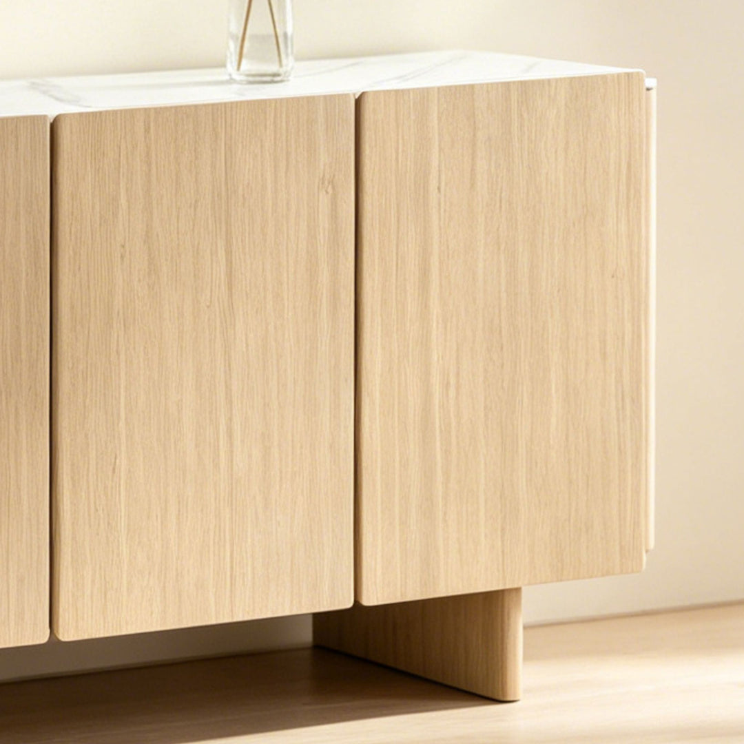Angled view of the Iris Buffet showing its softly rounded edges