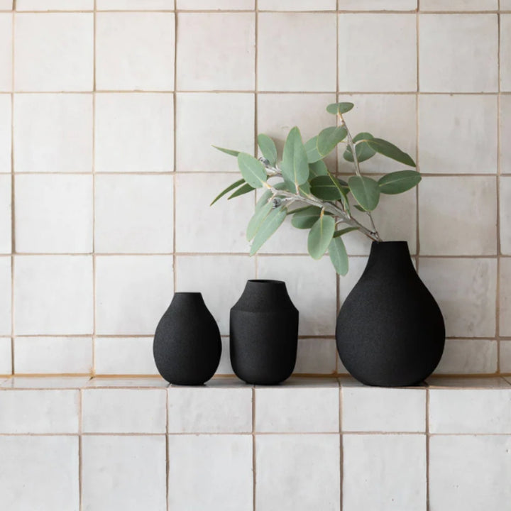 Mona Trio of Vases Black