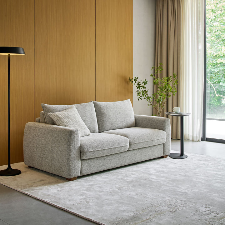 Nadia Sofa Bed angle view in light grey textured fabric