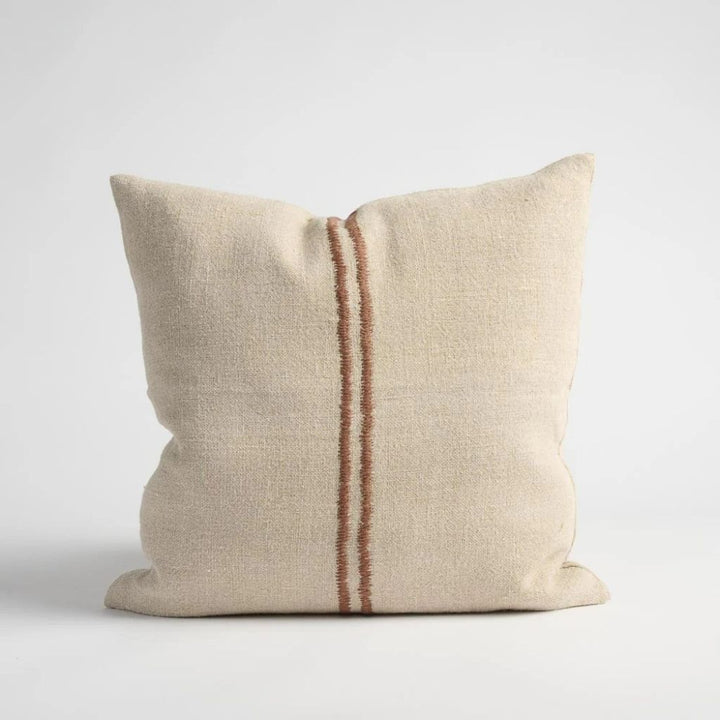 Orion Linen Cushion Natural/Chocolate