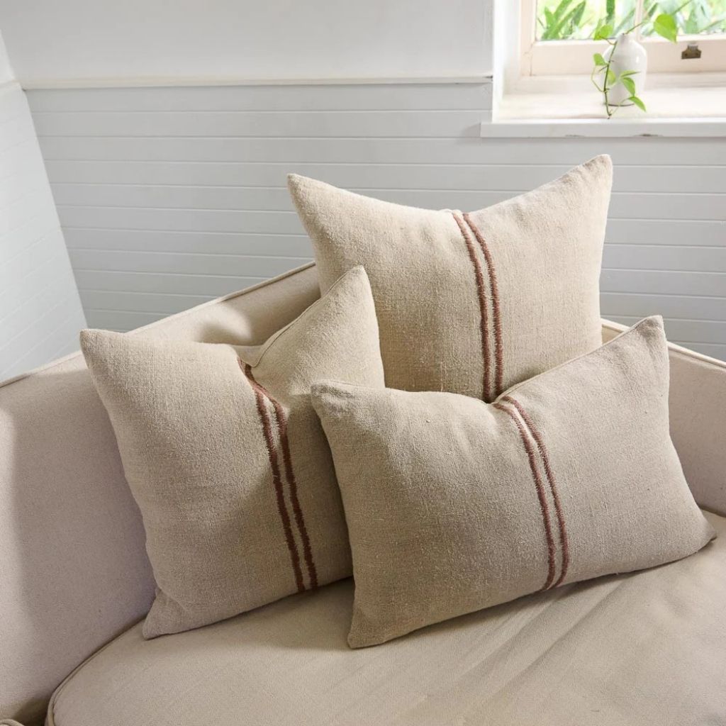 Orion Linen Cushion Natural/Chocolate