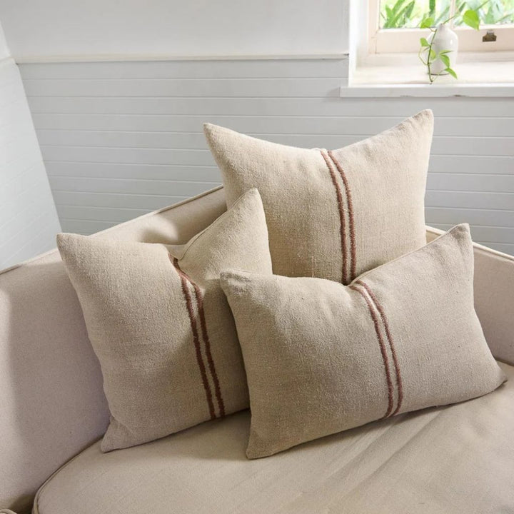 Orion Linen Cushion Natural/Chocolate