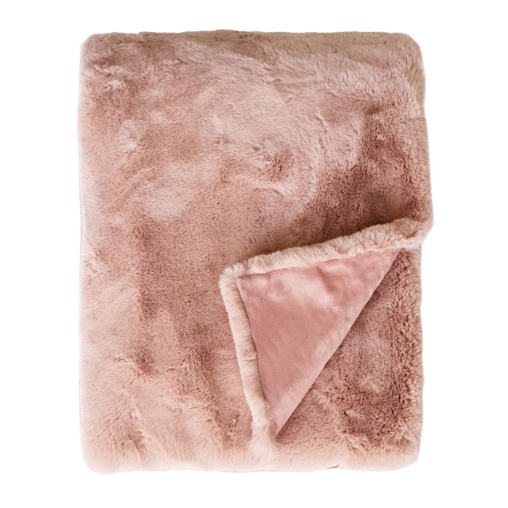 Pele Dusky Rose Faux Fur Throw