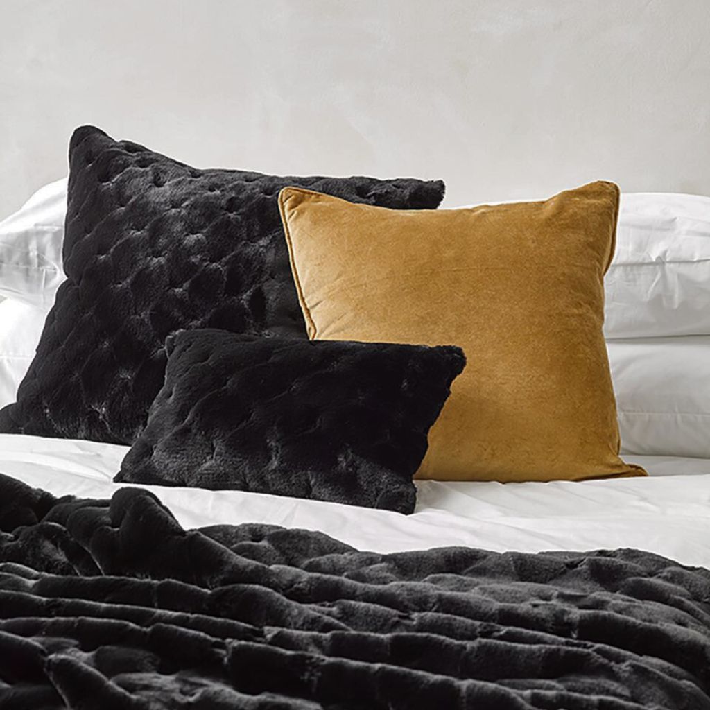 Valentina Black Faux Fur Cushion