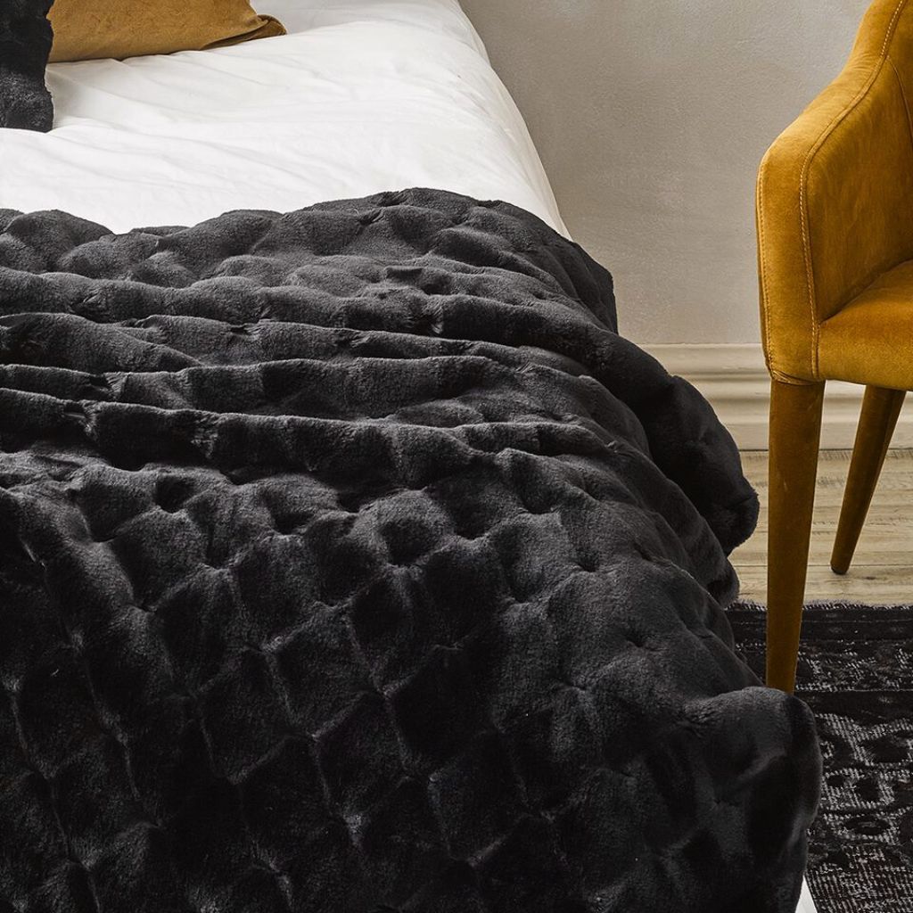 Valentina Black Faux Fur Throw