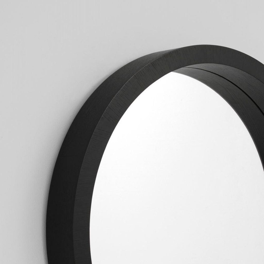 Dark Wood Circle Mirror - Gainsville