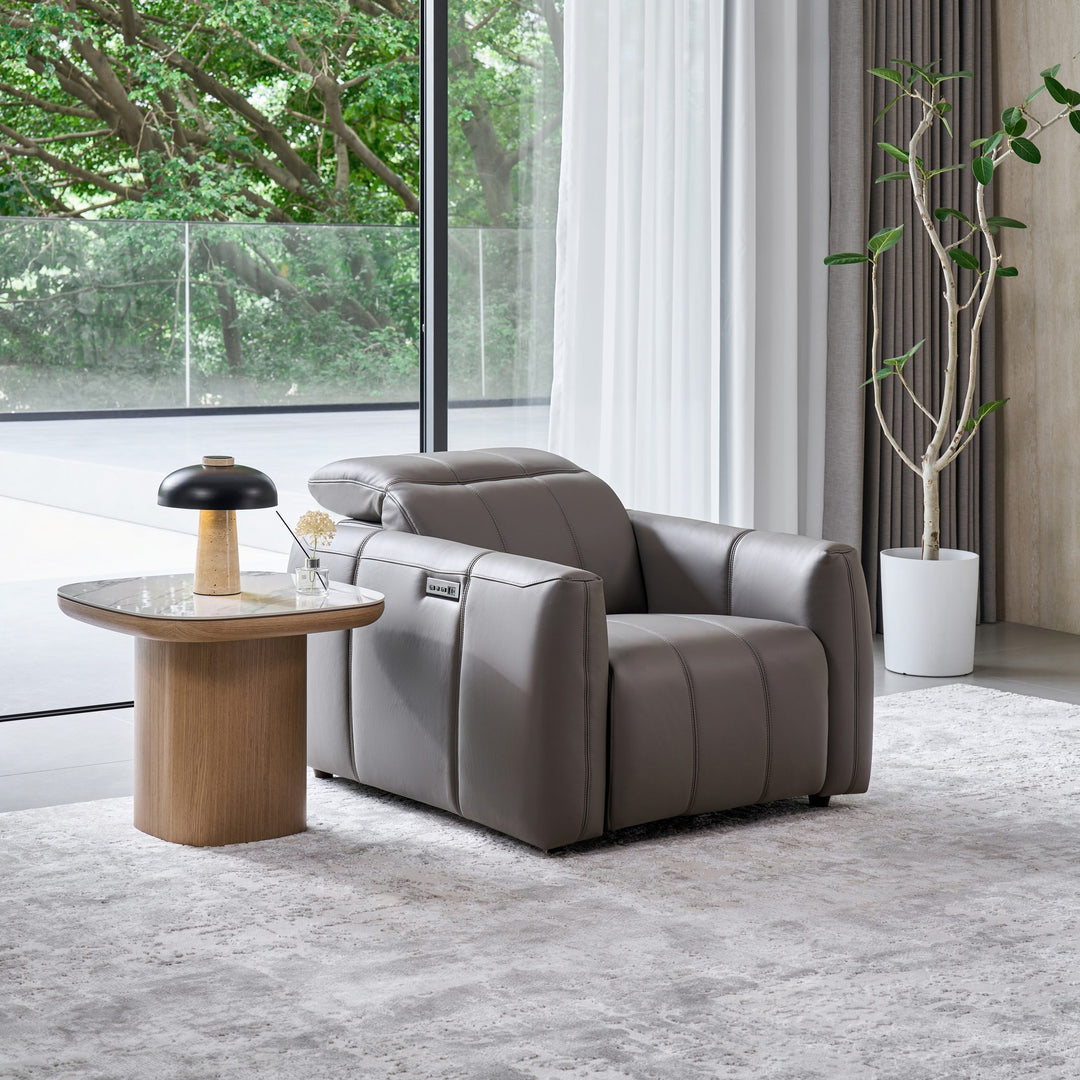 Bailey 1 Seat Armchair recliner in grey, angle view