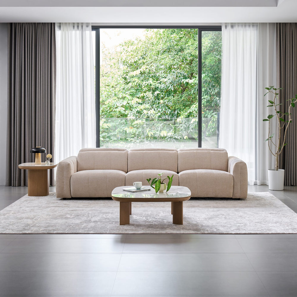 Bailey 3 Seat Sofa in beige fabric, front view