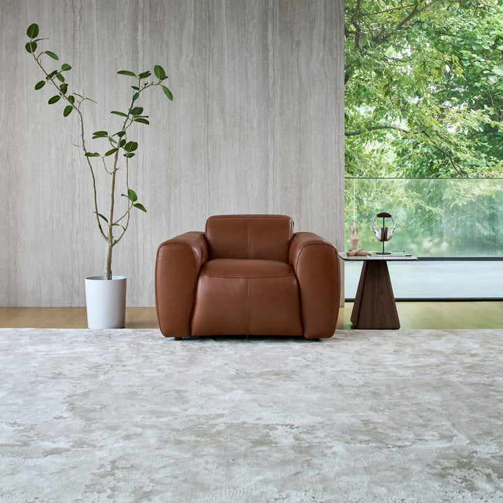 Cambridge recliner armchair in tan leather, front view
