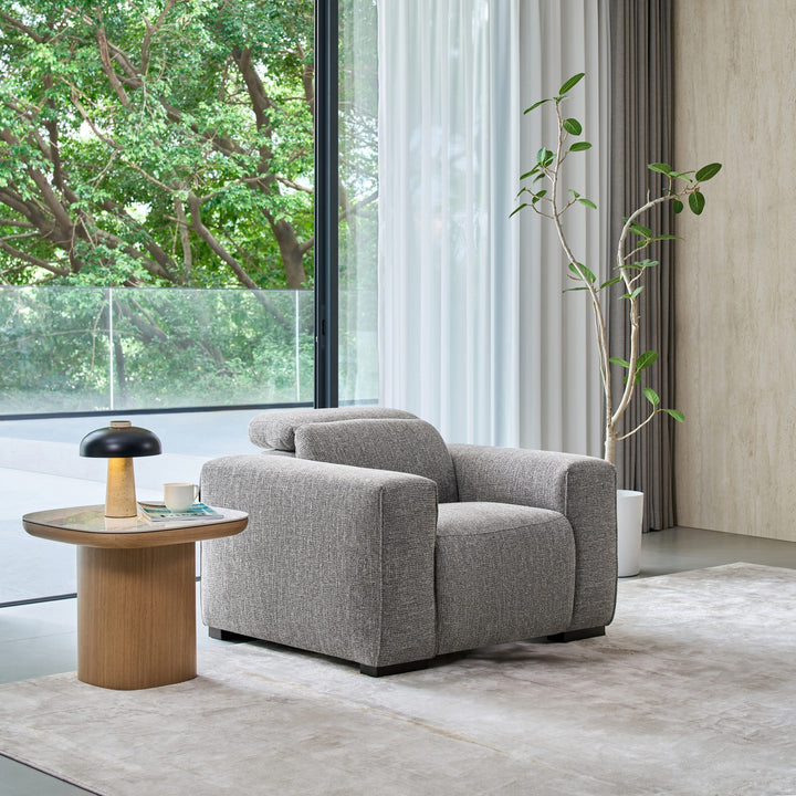 Jeddah 1 seat recliner armchair in grey fabric, angle view