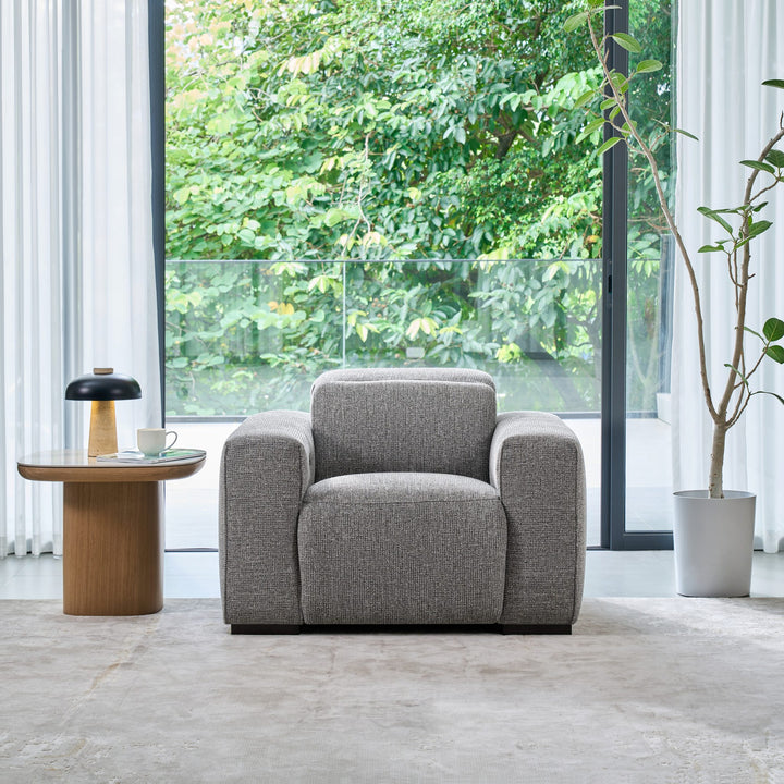Jeddah 1 seat recliner armchair in grey fabric, front view