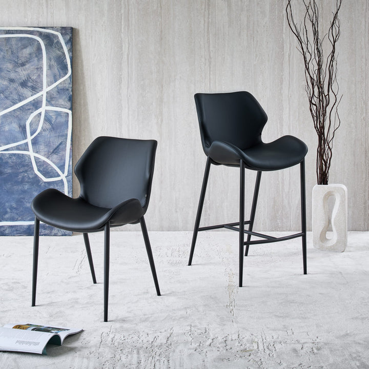 Viva Dining Chair and matching Viva Barstool in black Ultra Eco-Leather