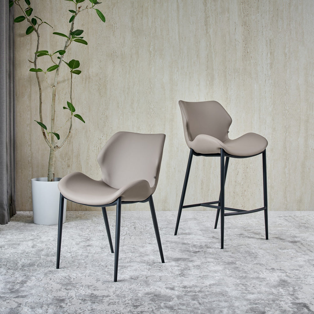 Viva Dining Chair and matching Viva Barstool in taupe Ultra Eco-Leather