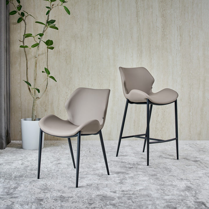 Viva Dining Chair and matching Viva Barstool in taupe Ultra Eco-Leather