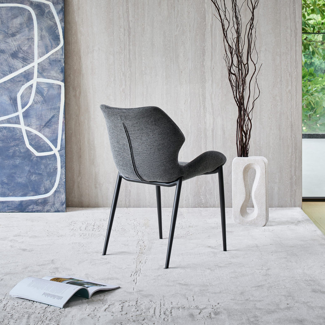 Viva Dining Chair in dark grey fabric FB-BELFAST-039, back angle