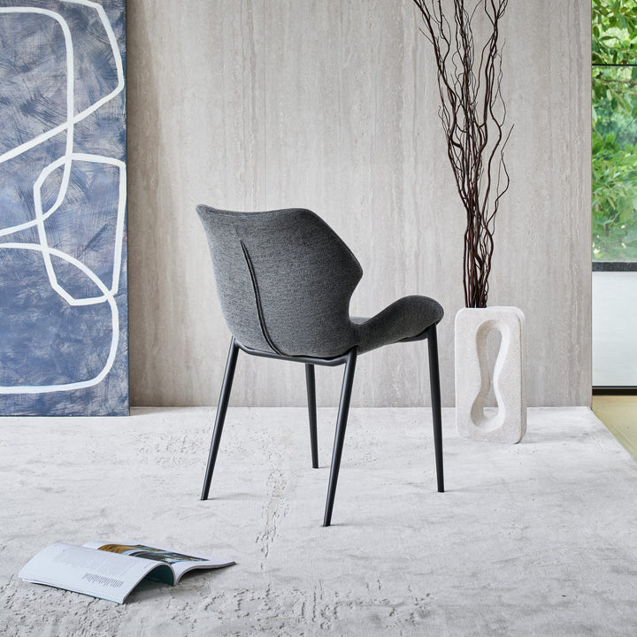 Viva Dining Chair in dark grey fabric FB-BELFAST-039, back angle