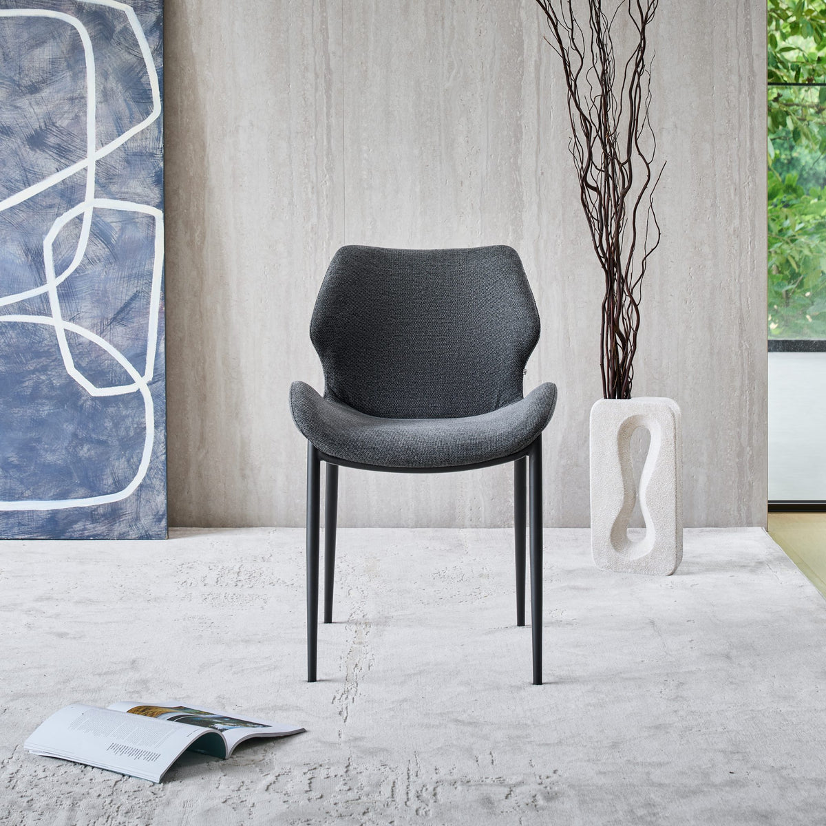Viva Dining Chair in dark grey fabric FB-BELFAST-039, front view
