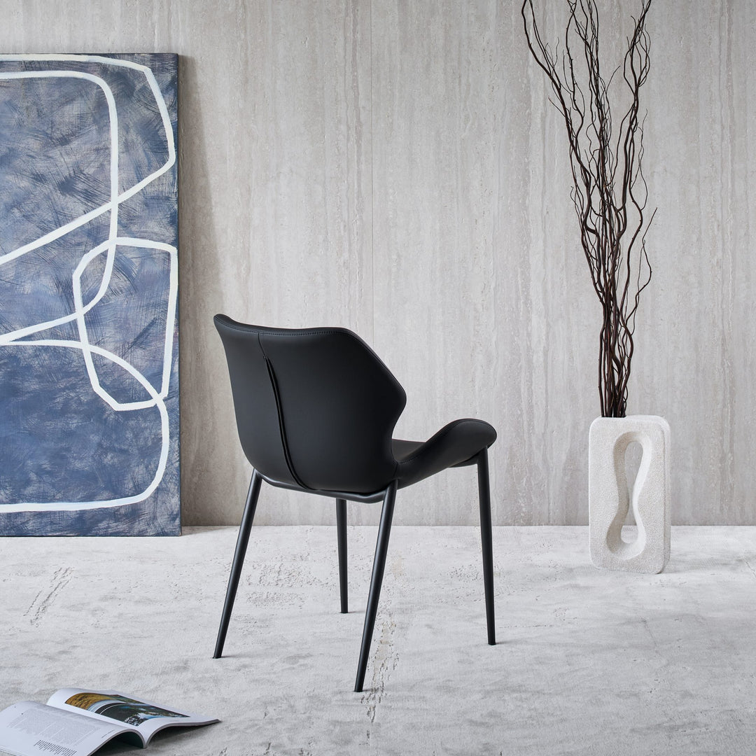 Viva Dining Chair in black Ultra Eco-Leather, back angle