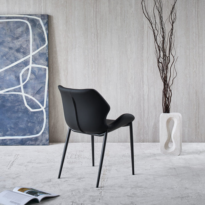 Viva Dining Chair in black Ultra Eco-Leather, back angle