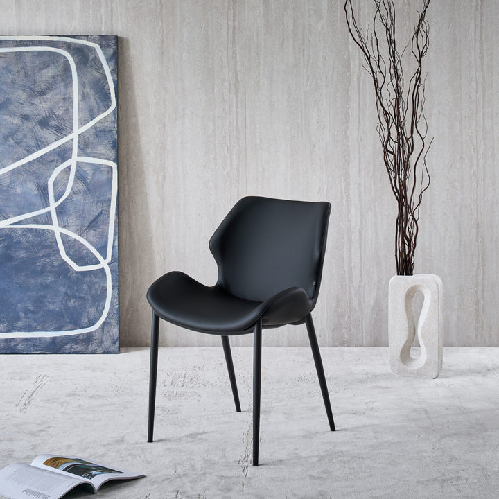 Viva Dining Chair in black Ultra Eco-Leather, front angle