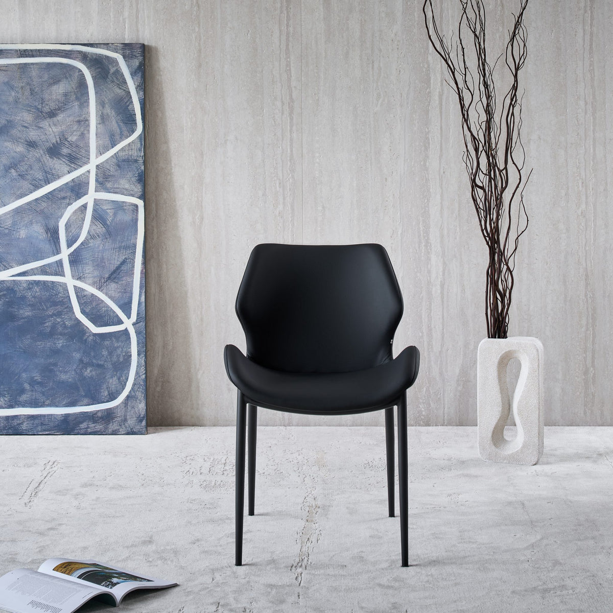 Viva Dining Chair in black Ultra Eco-Leather, front view