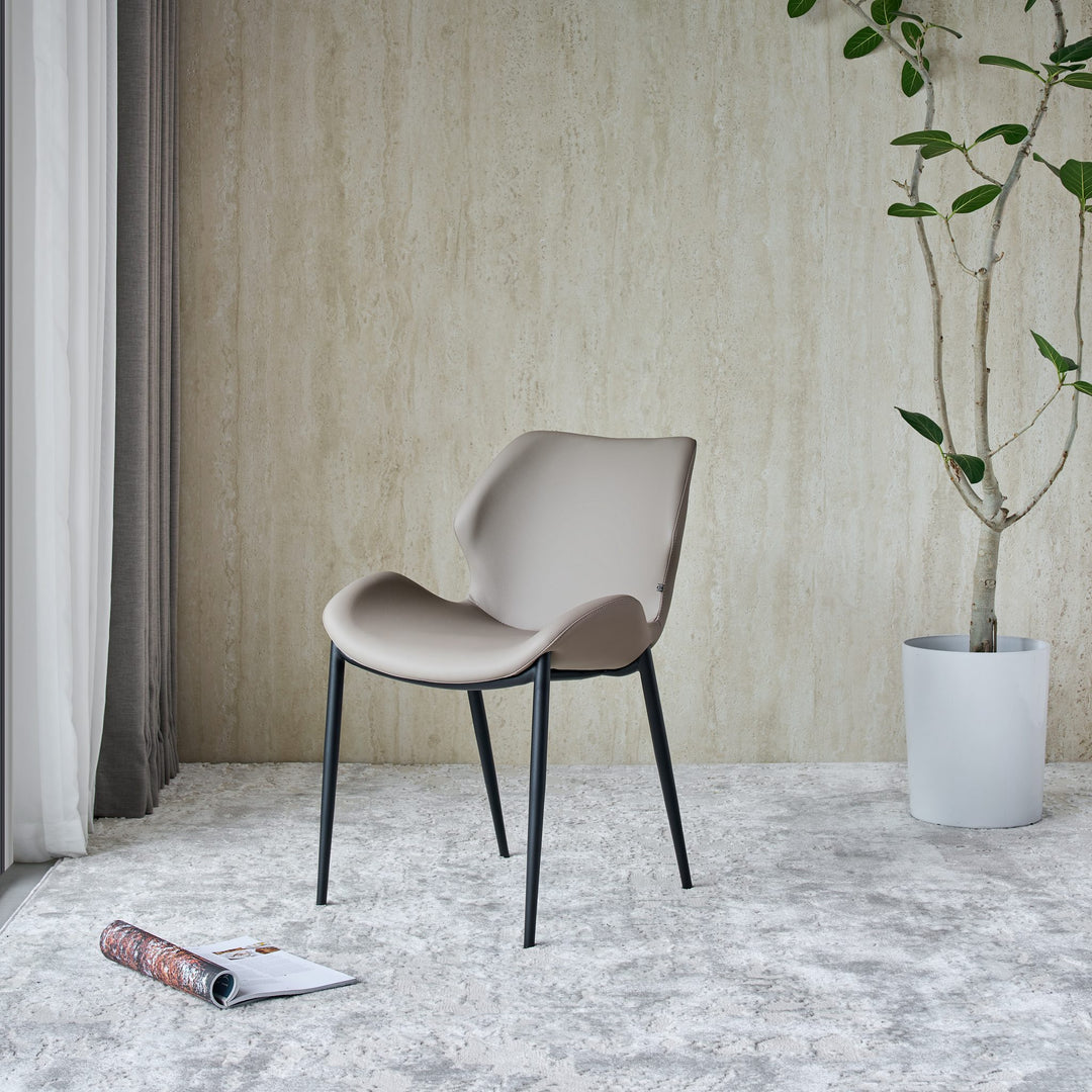 Viva Dining Chair in taupe Ultra Eco-Leather, front angle