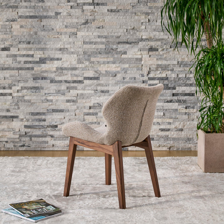 Viva Walnut Dining Chair back angle showing the curved backrest