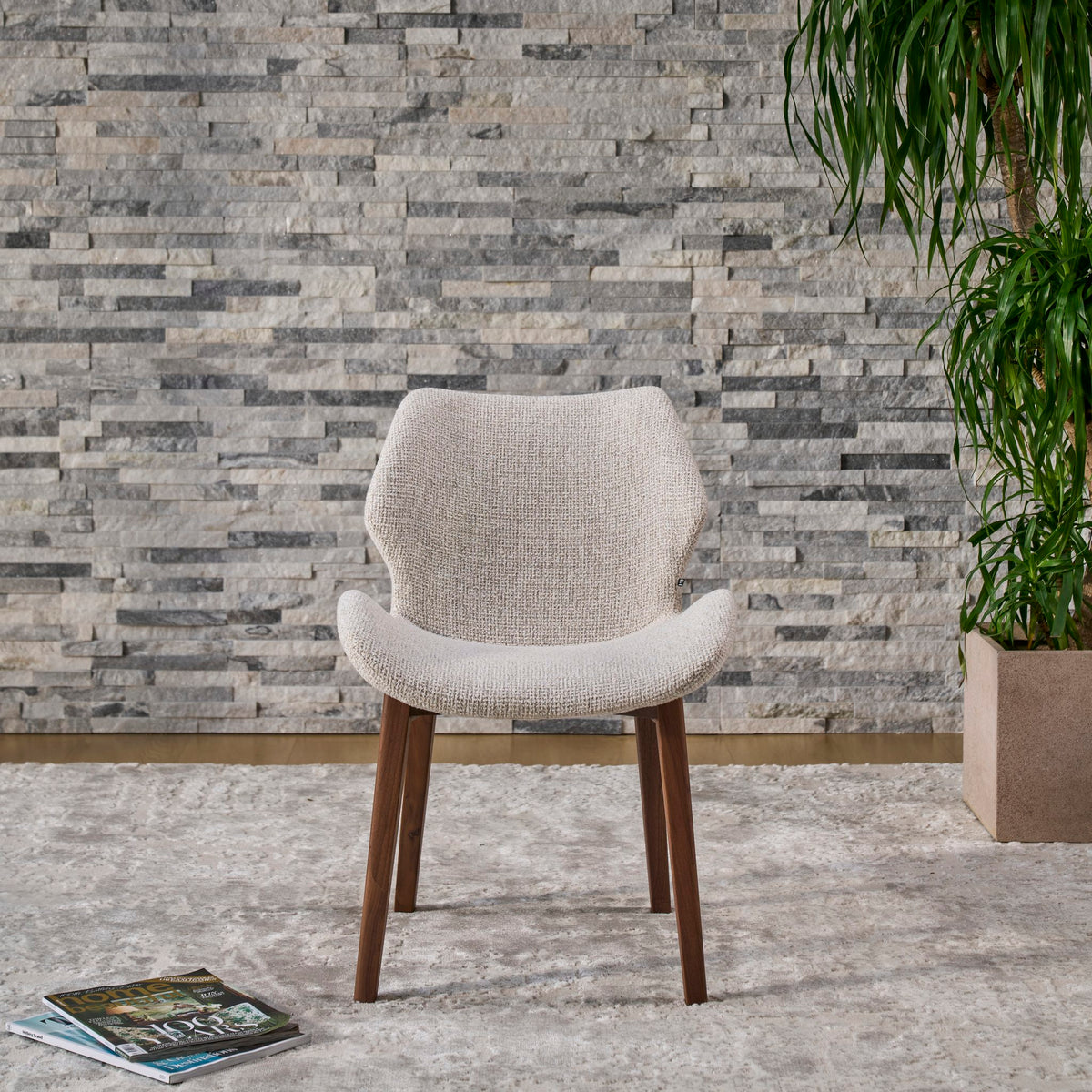 Viva Walnut Dining Chair front view in natural light