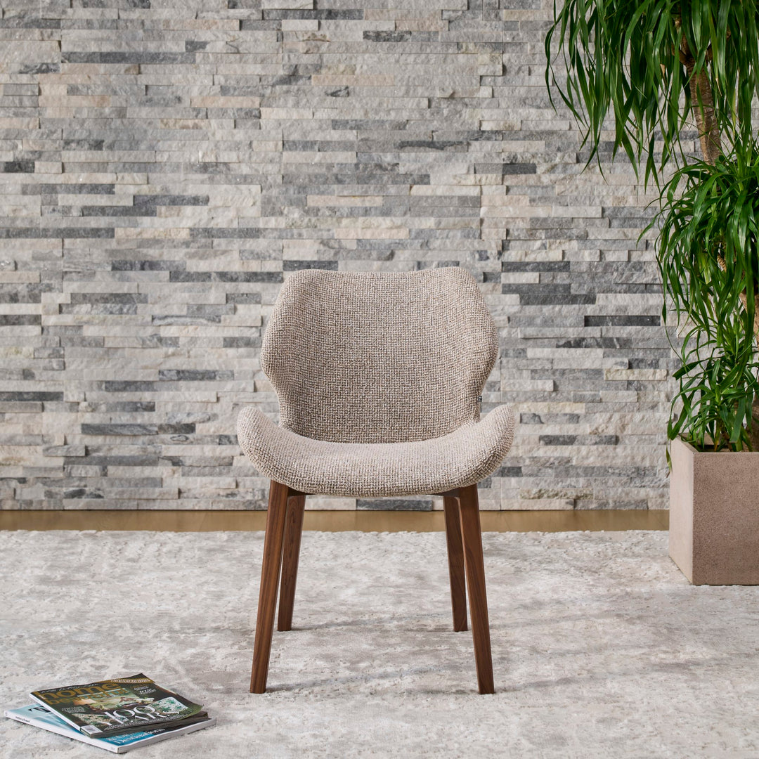 Viva Walnut Dining Chair in FB-SANTI-130 fabric, front view