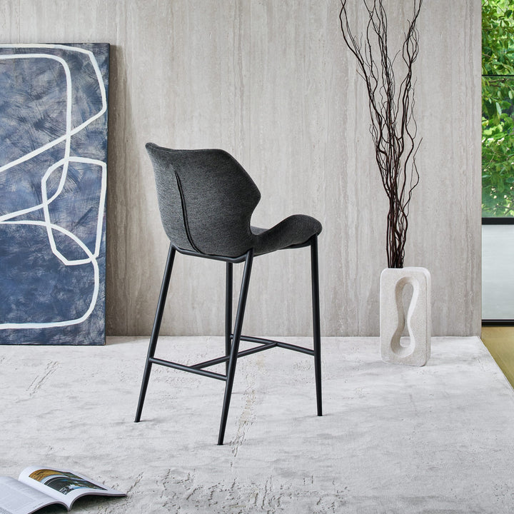 Viva Barstool in dark grey fabric FB-BELFAST-039, back angle