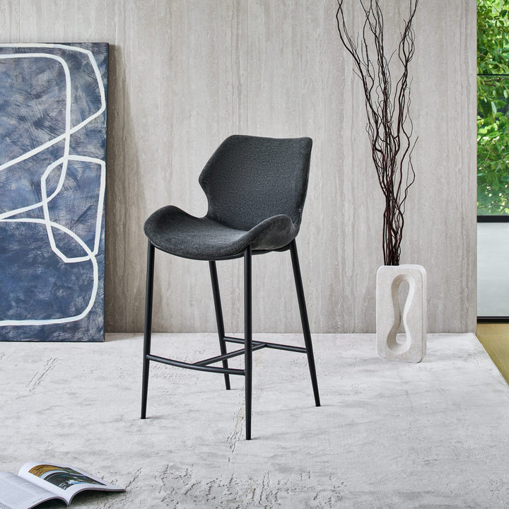 Viva Barstool in dark grey fabric FB-BELFAST-039, front angle