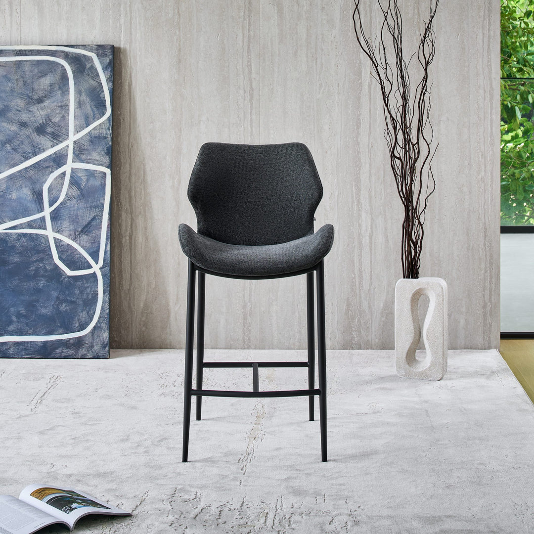 Viva Barstool in dark grey fabric FB-BELFAST-039, front view