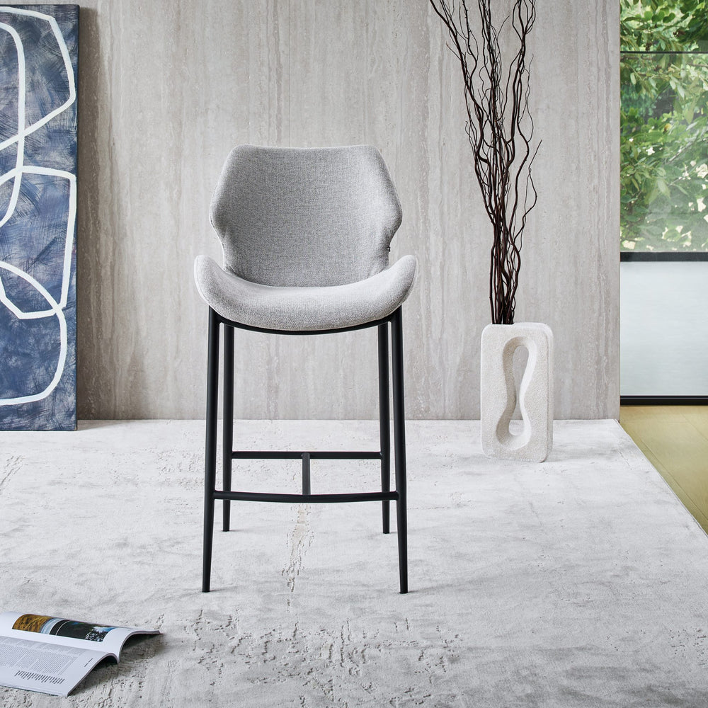 Viva Barstool in light grey fabric FB-BELFAST-040, front view