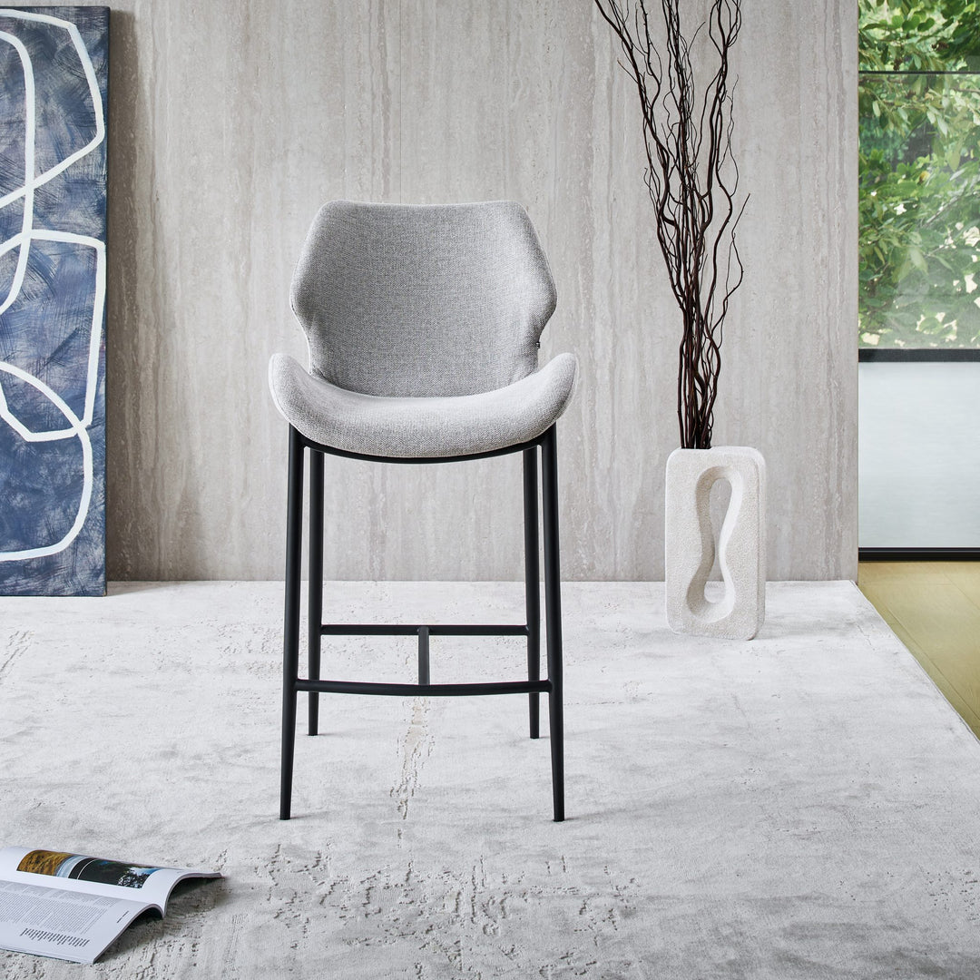 Viva Barstool in light grey fabric FB-BELFAST-040, front view