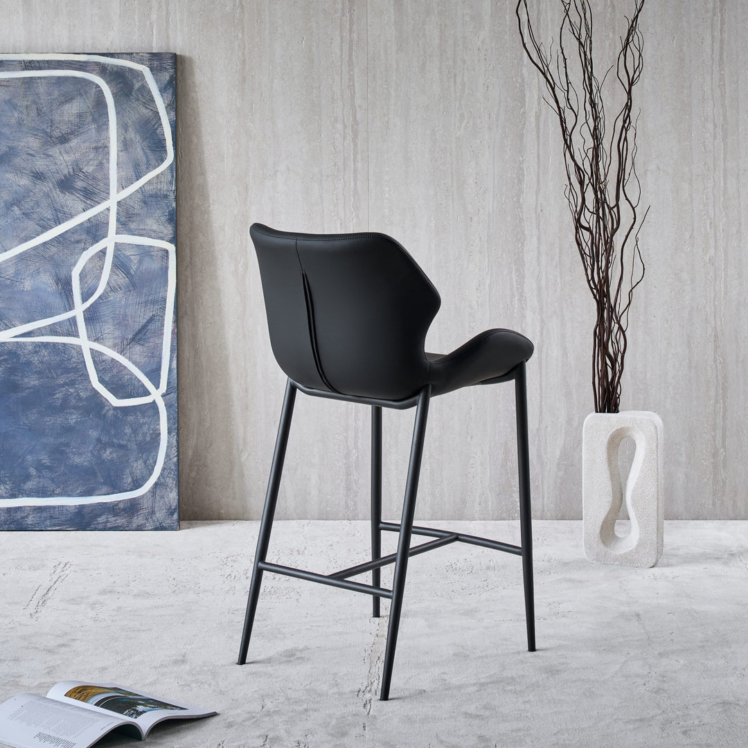 Viva Barstool in black Ultra Eco-Leather, back angle