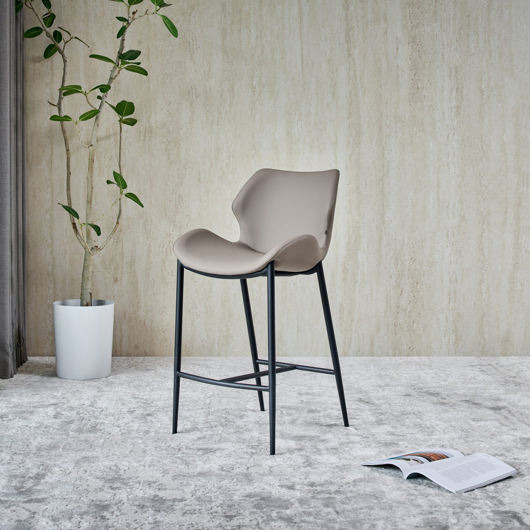 Viva Barstool in taupe Ultra Eco-Leather, front angle